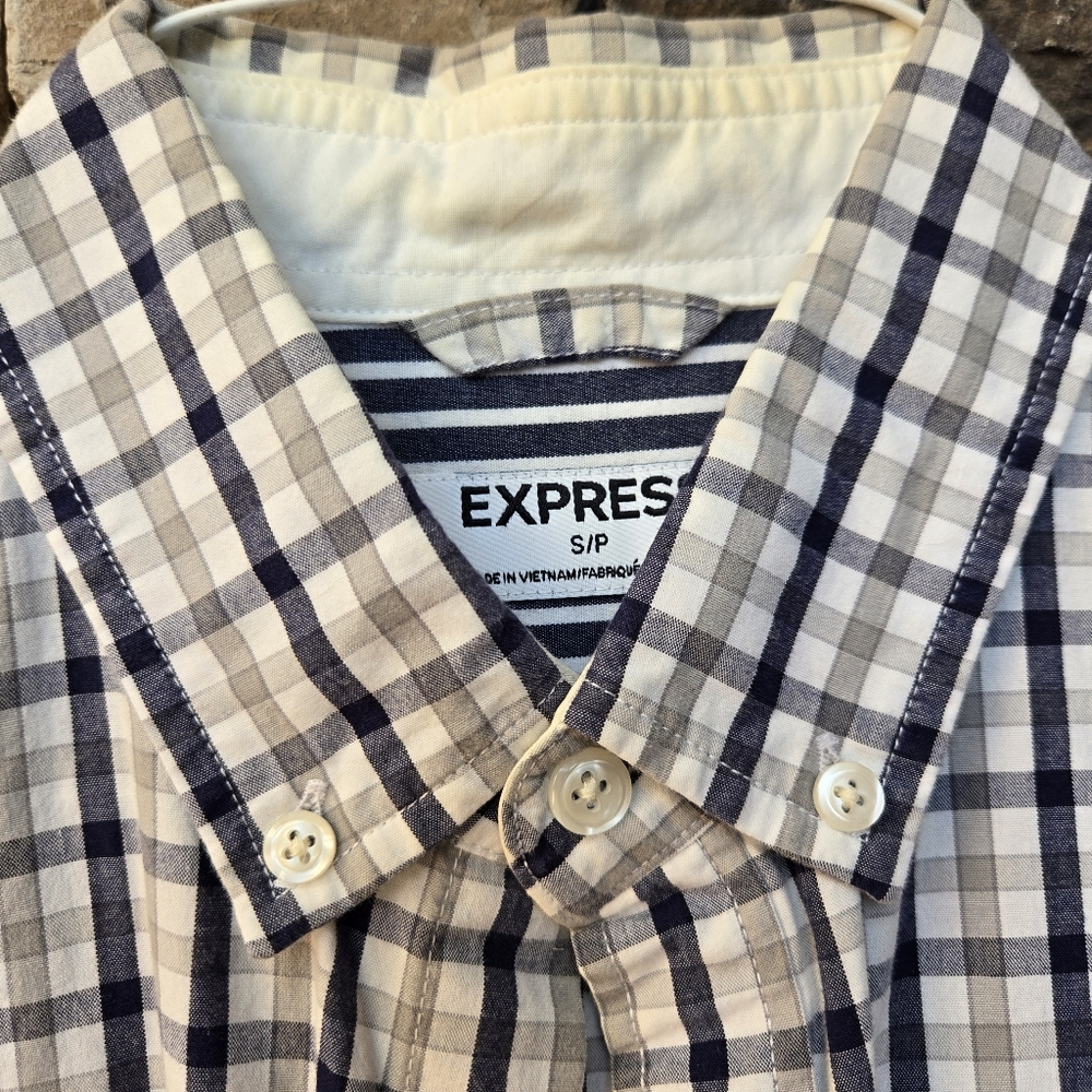 Express Gray/Blue Button Down - Picture 2 of 2